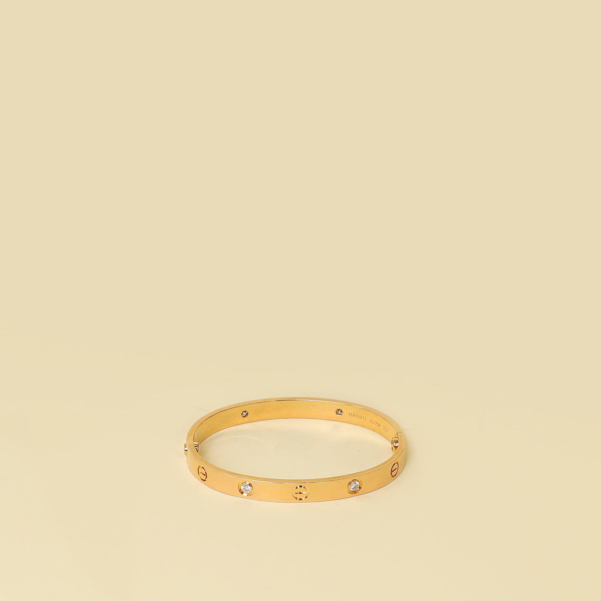 Cartier 18K Rose Gold Love Classic Model 4 Diamond Bracelet 17