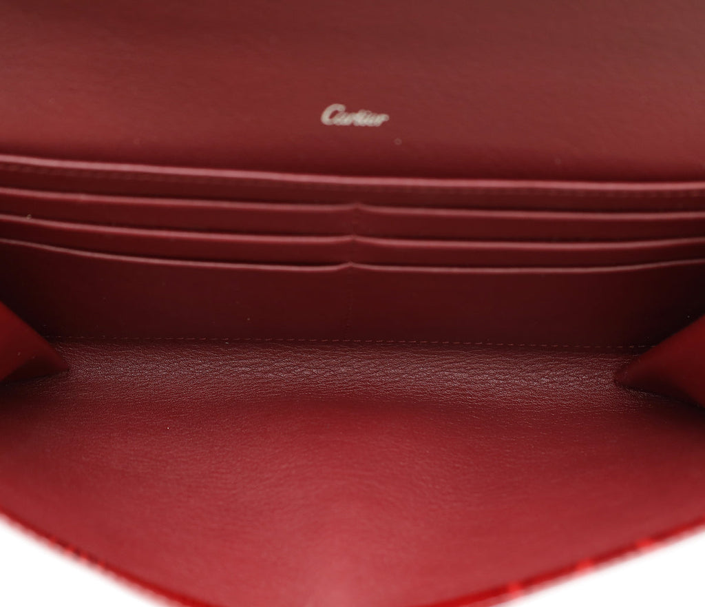 Cartier Dark Red Happy Birthday Flap Chain Wallet