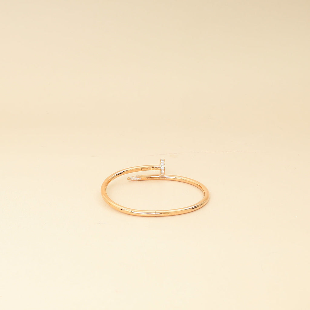 Cartier 18K Rose Gold Diamond Juste Un Clou Classic Bracelet 17