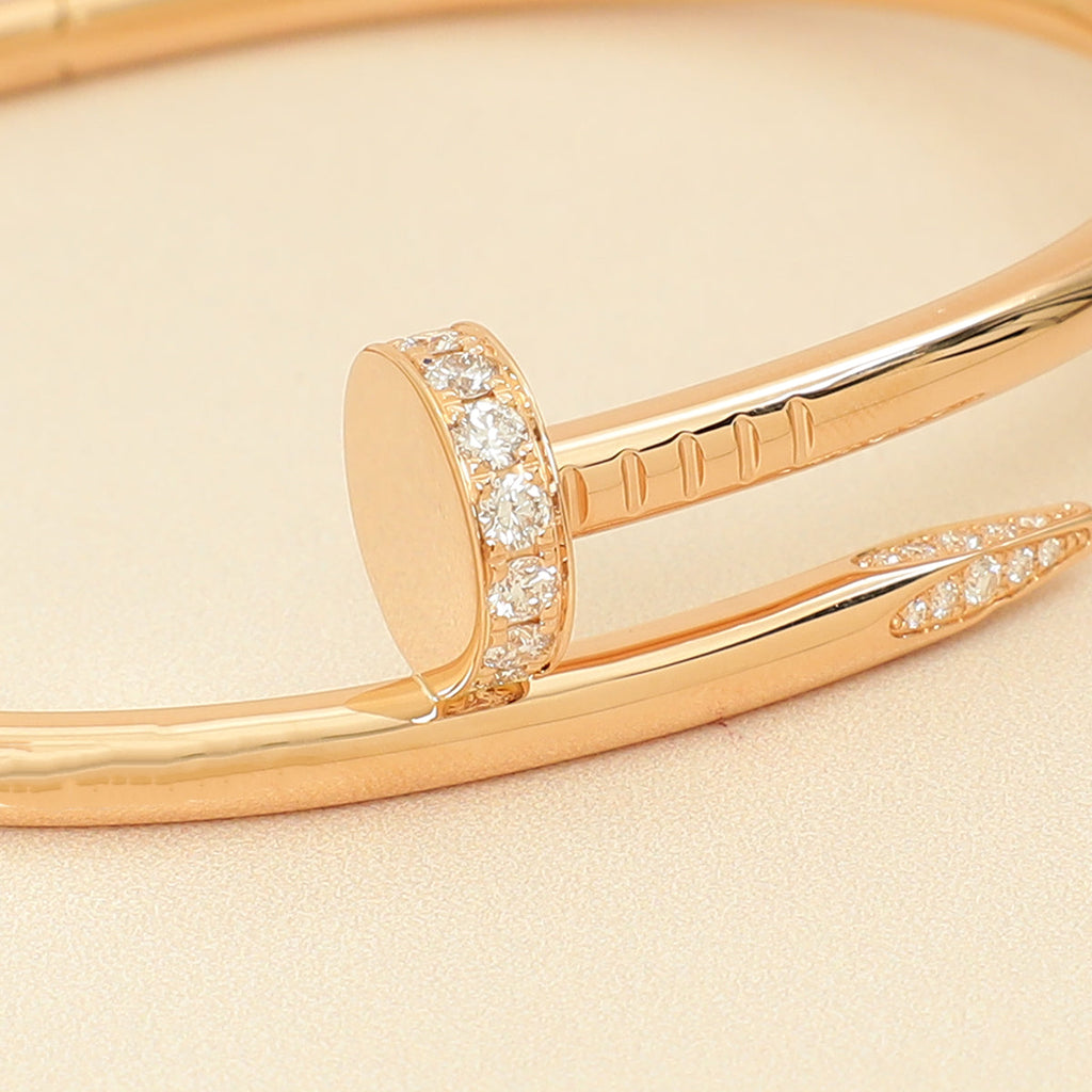 Cartier 18K Rose Gold Diamond Juste Un Clou Classic Bracelet 17