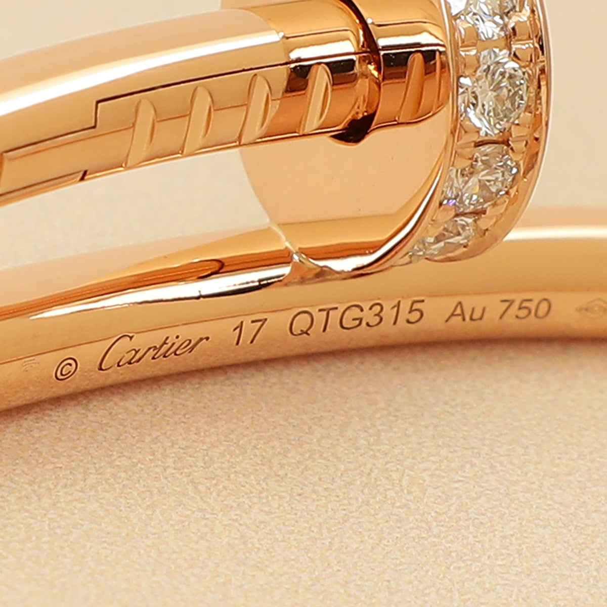 Cartier 18K Rose Gold Diamond Juste Un Clou Classic Bracelet 17