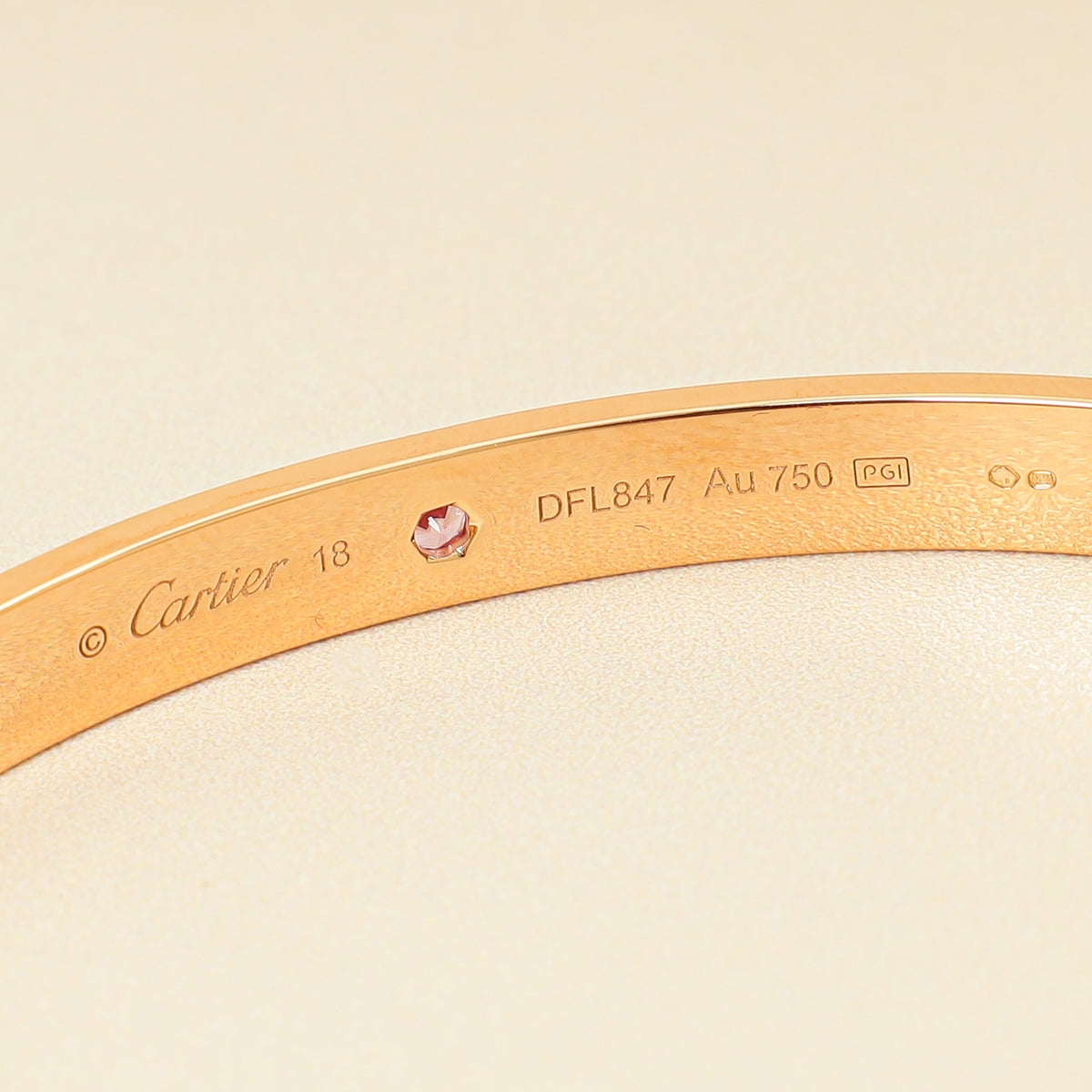 Cartier 18K Rose Gold Pink Sapphire Love Cuff Bracelet 18