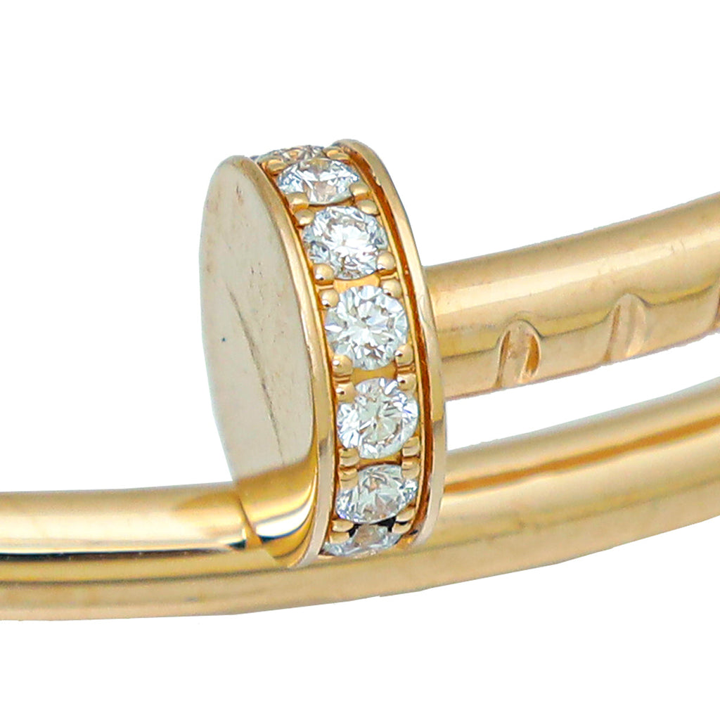 Cartier 18K Rose Gold Diamond Juste Un Clou Small Model Bracelet 15