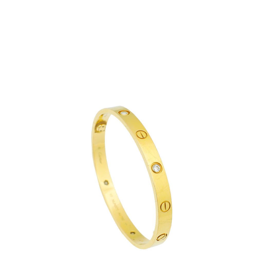 Cartier 18K Yellow Gold 4 Diamonds Love Bracelet 17