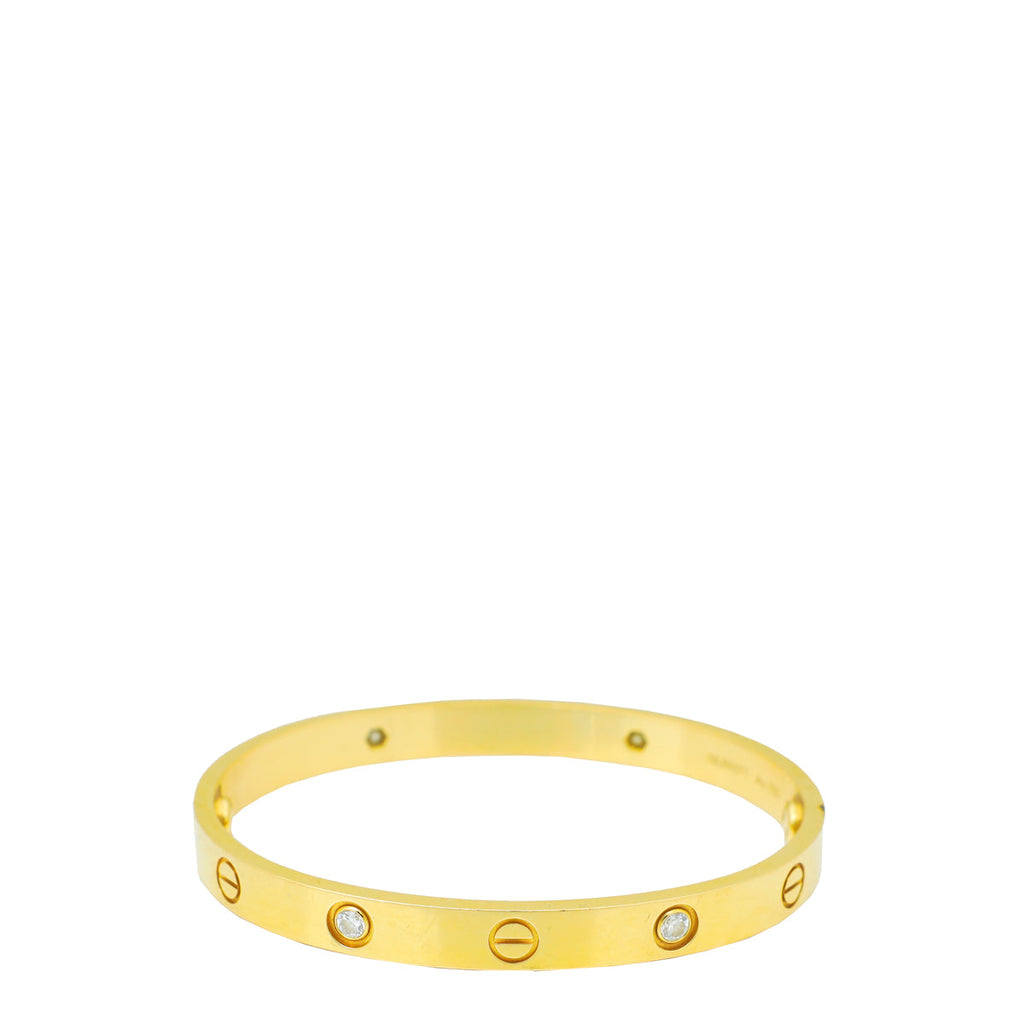 Cartier 18K Yellow Gold 4 Diamonds Love Bracelet 17