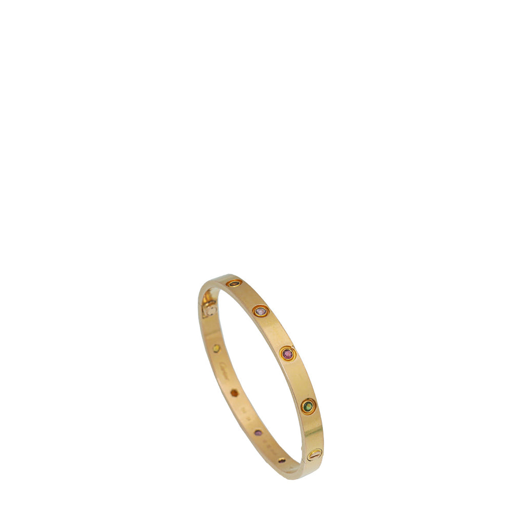 Cartier 18K Rose Gold Diamond Love Coloured Stones Bracelet 18