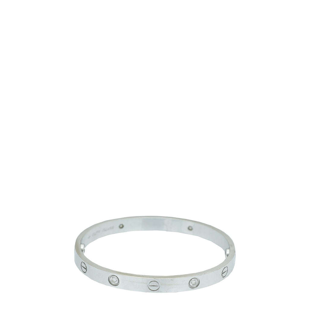 Cartier 18K White Gold 4 Diamond Love Bracelet 17
