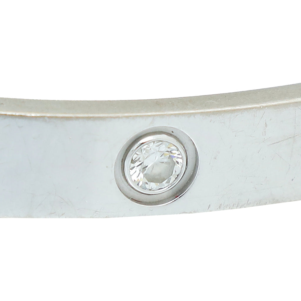 Cartier 18K White Gold 4 Diamond Love Bracelet 17