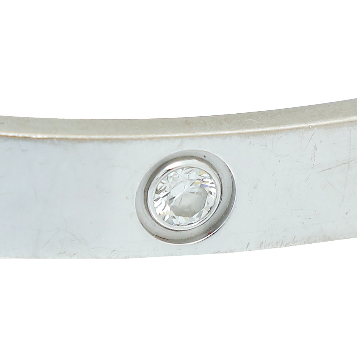 Cartier 18K White Gold 4 Diamond Love Bracelet 17