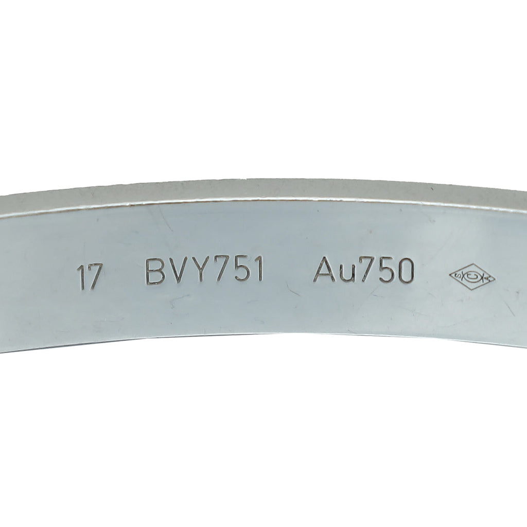 Cartier 18K White Gold 4 Diamond Love Bracelet 17