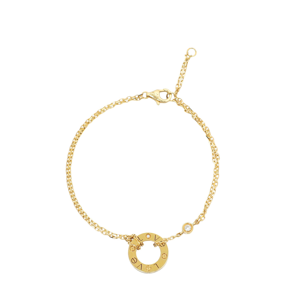 Cartier 18K Yellow Gold 2 Diamond Love Chain Bracelet