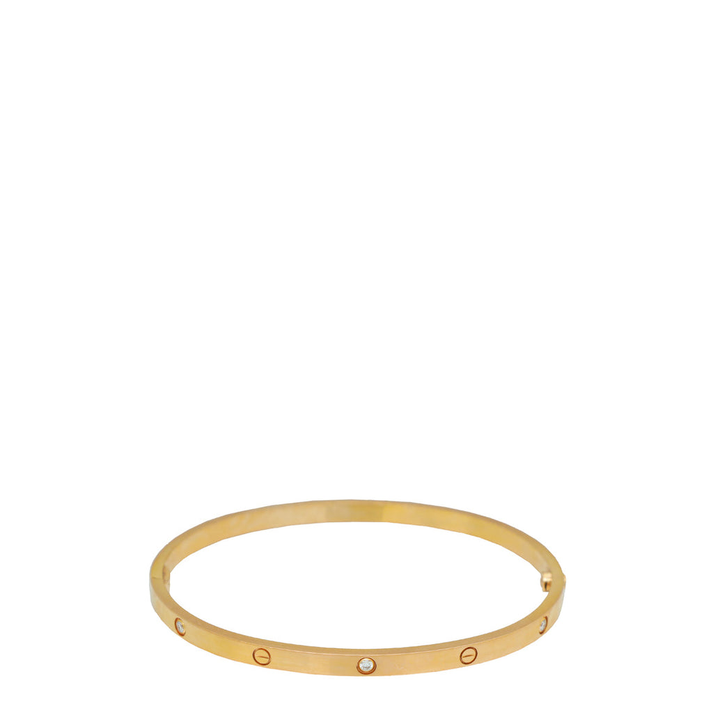 Cartier 18K Rose Gold 6 Diamond Love Small Model Bracelet 18