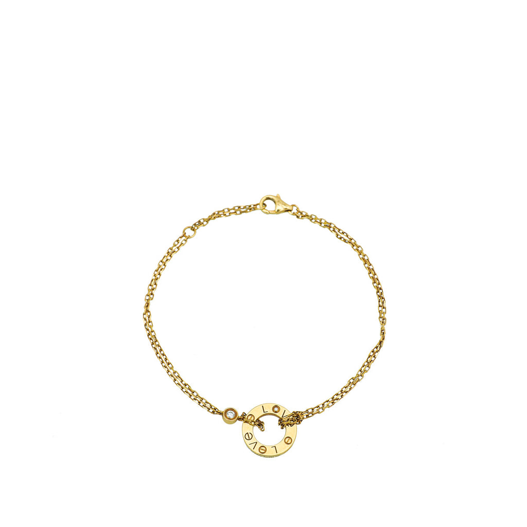 Cartier 18K Yellow Gold 2 Diamond Love Bracelet