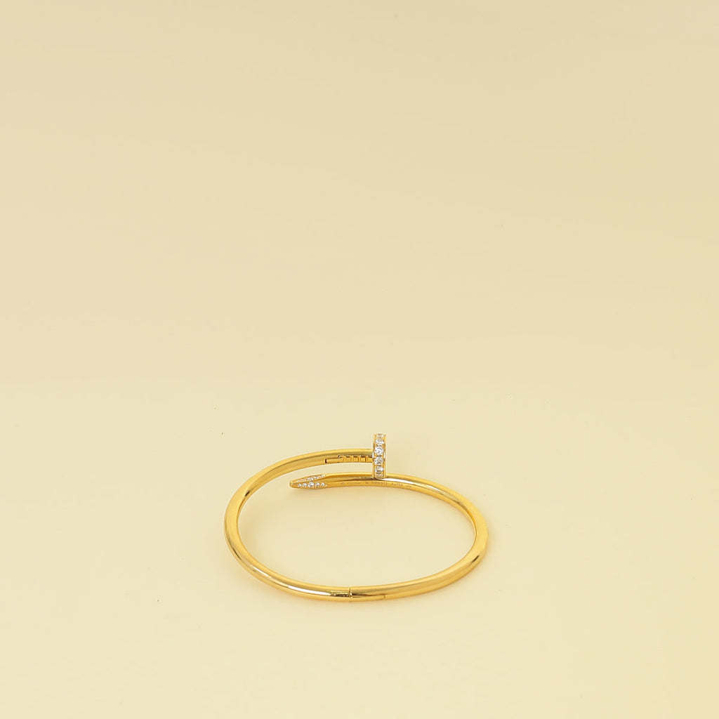 Cartier 18K Yellow Gold Juste Un Clou 32 Diamond Classic Bracelet 16