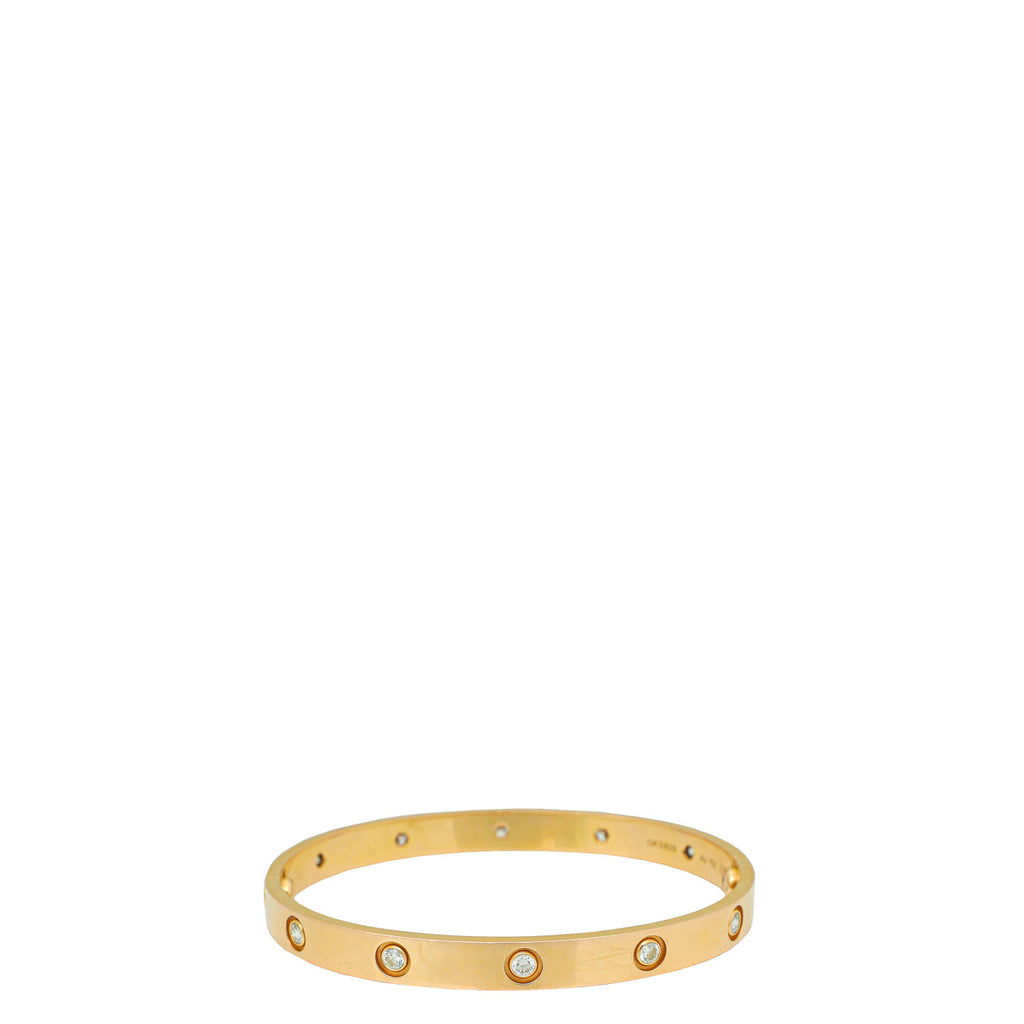 Cartier 18K Rose Gold 10 Diamond Love Bracelet 18
