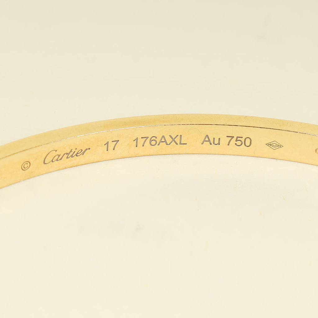 Cartier 18K Yellow Gold Love Small Bracelet 17