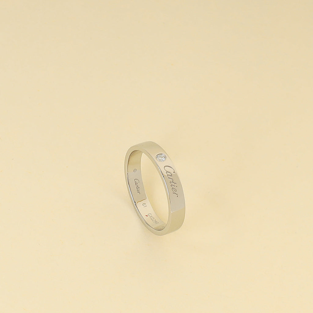 Cartier Platinum Diamond C de Cartier Wedding Band Ring 61