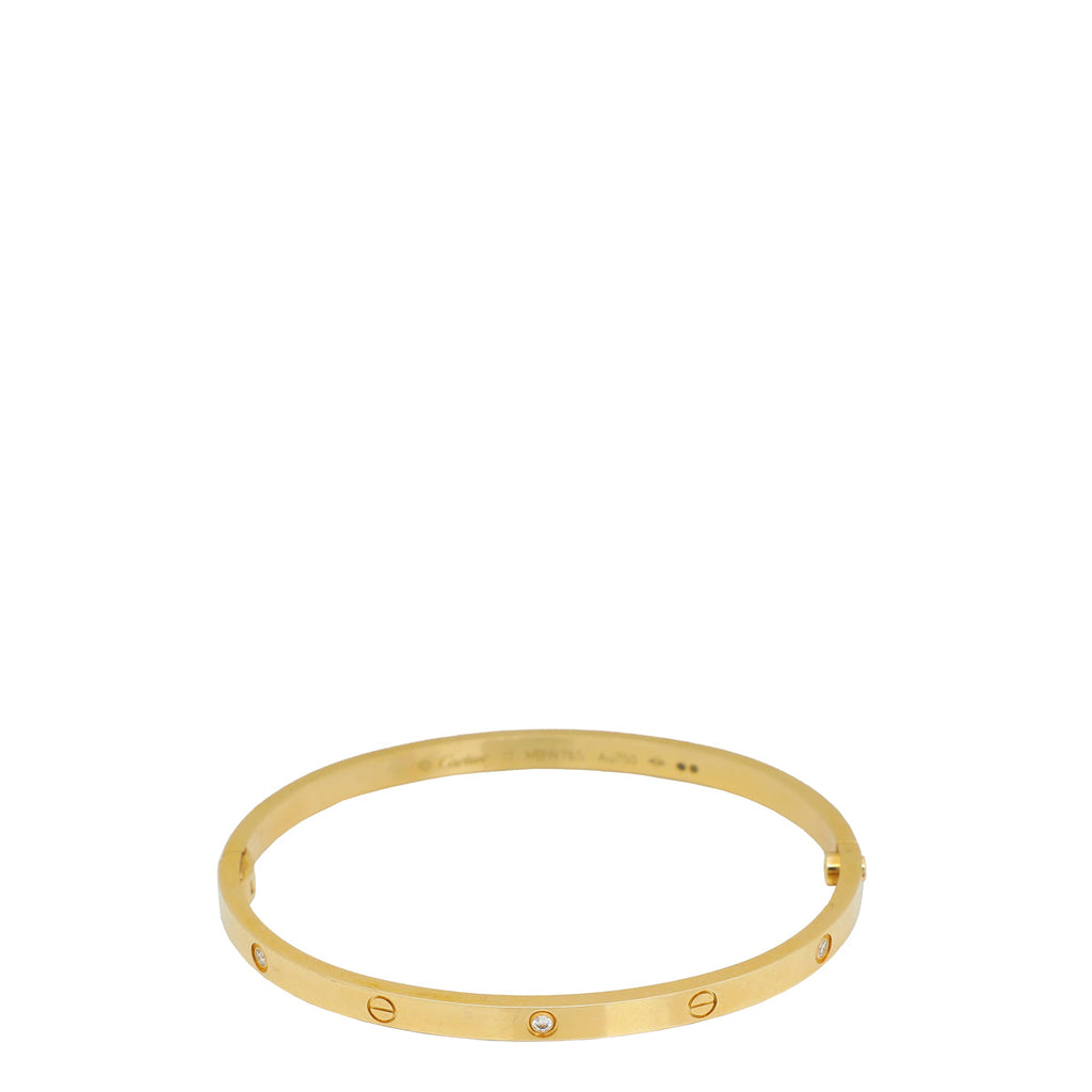 Cartier 18K Yellow Gold Love 6 Diamond Small Model Bracelet 17