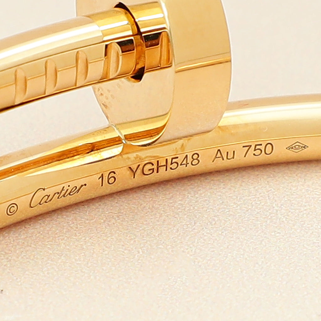 Cartier 18K Yellow Gold Juste Un Clou Classic Bracelet 16