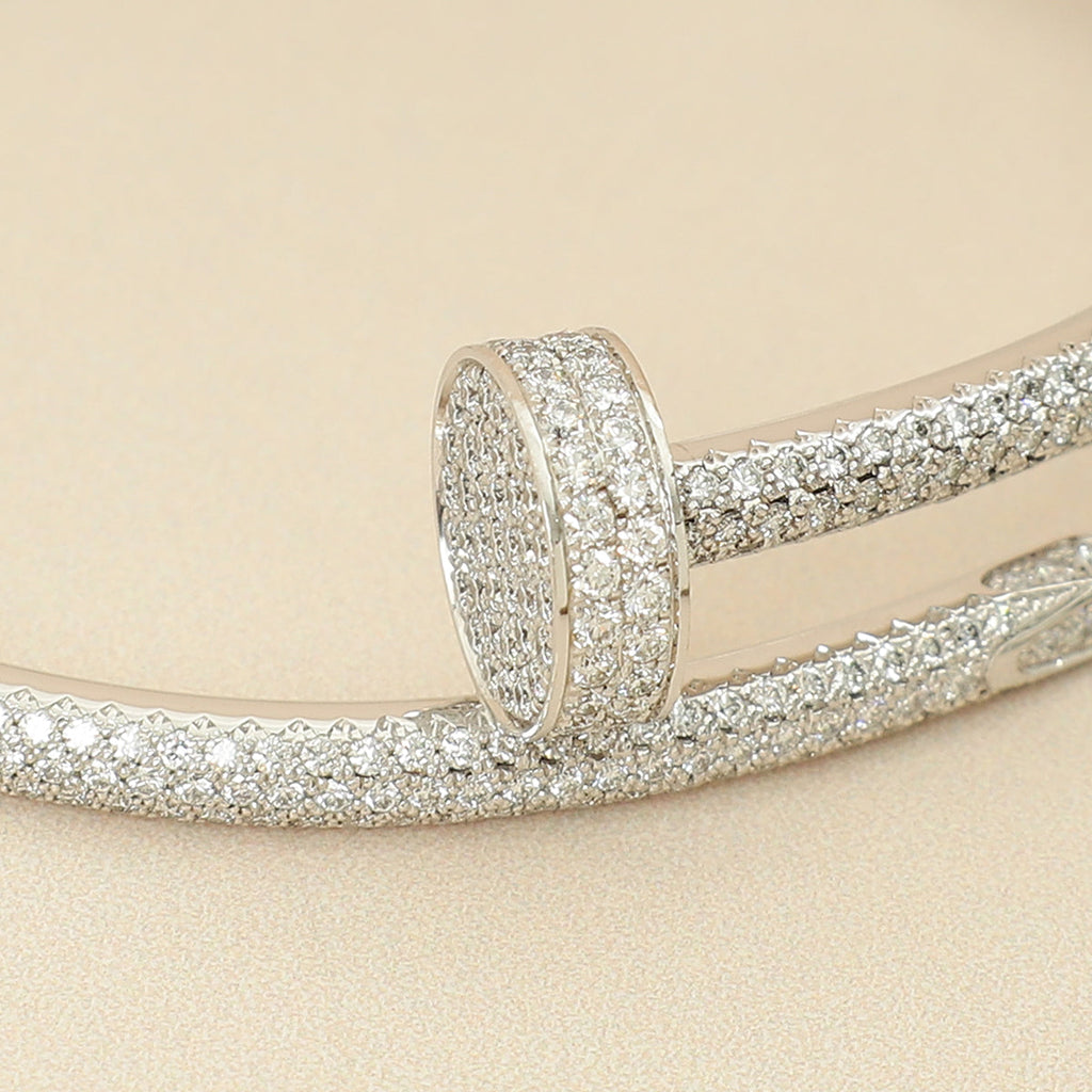 Cartier 18K White Gold Diamonds Classic Model Juste Un CLou Bracelet 15