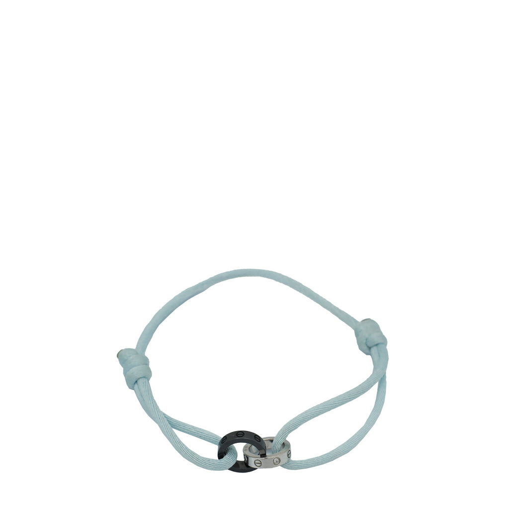Cartier 18K White Gold 4 Diamond Black Ceramic Cord Love Bracelet