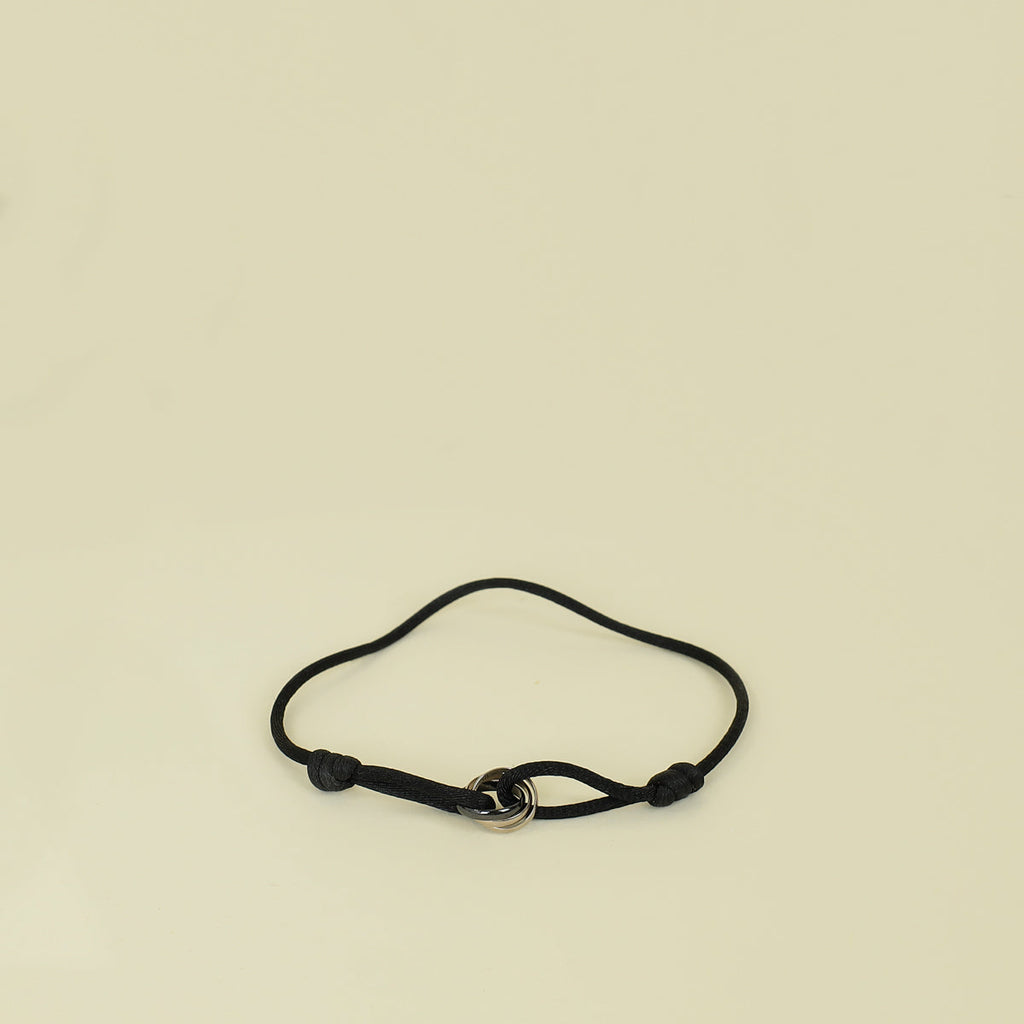 Cartier 18K Trinity White Gold Black Ceramic Cord Bracelet