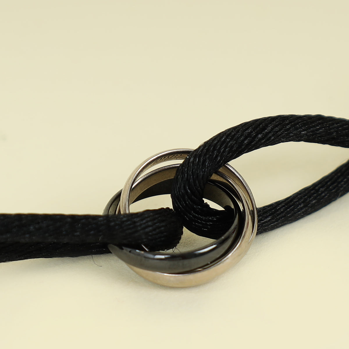 Cartier 18K Trinity White Gold Black Ceramic Cord Bracelet