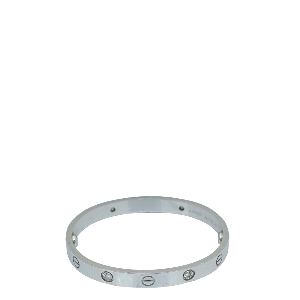Cartier 18K White Gold 4 Diamond Love Bracelet 16