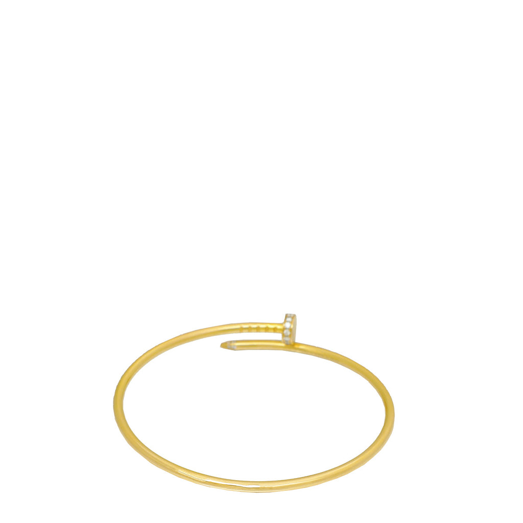 Cartier 18K Yellow Gold Diamond Juste Un Clou Small Model Bracelet 17
