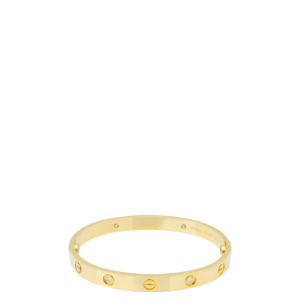 Cartier 18K Yellow Gold 4 Diamond Love Classic Bracelet 17