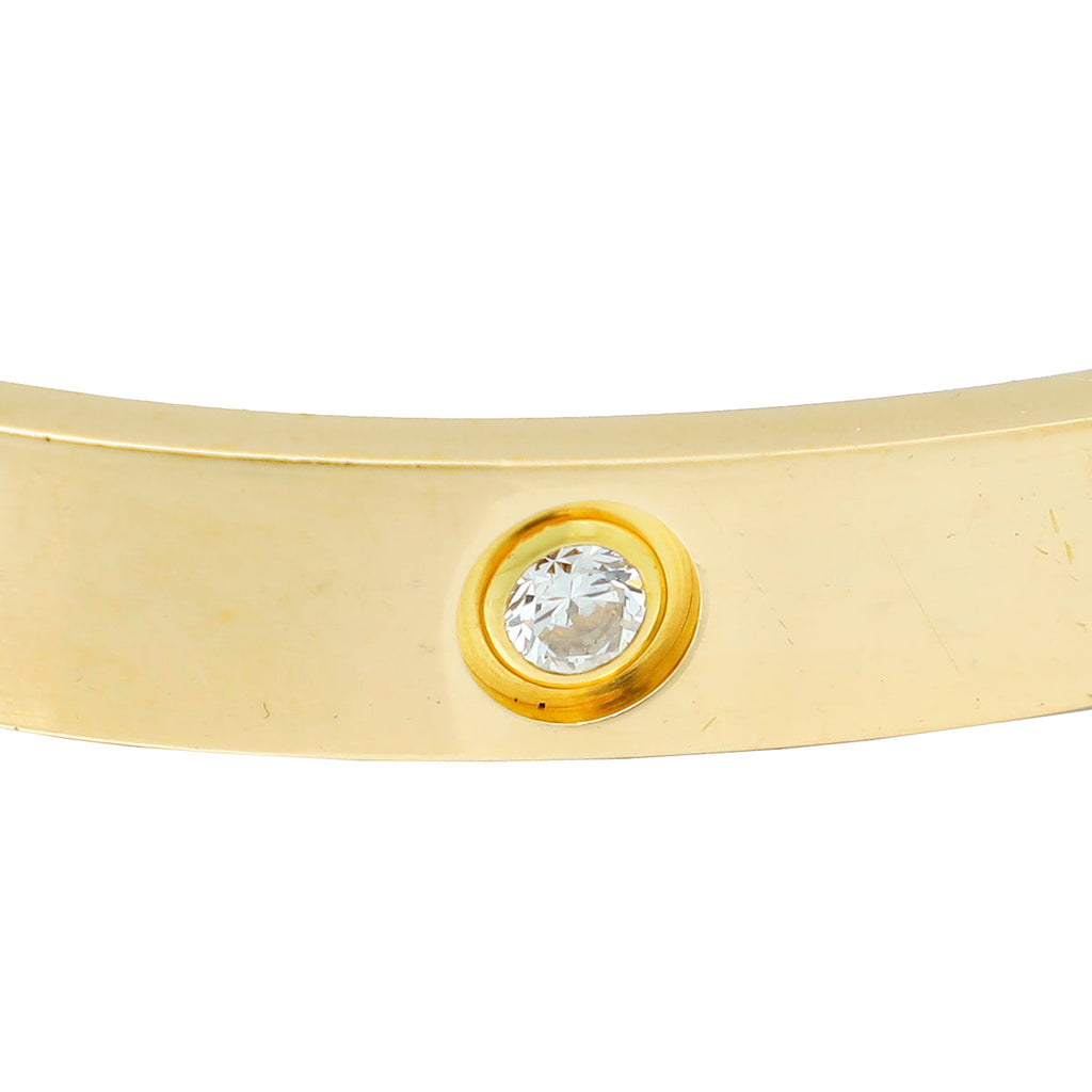 Cartier 18K Yellow Gold 4 Diamond Love Classic Bracelet 17