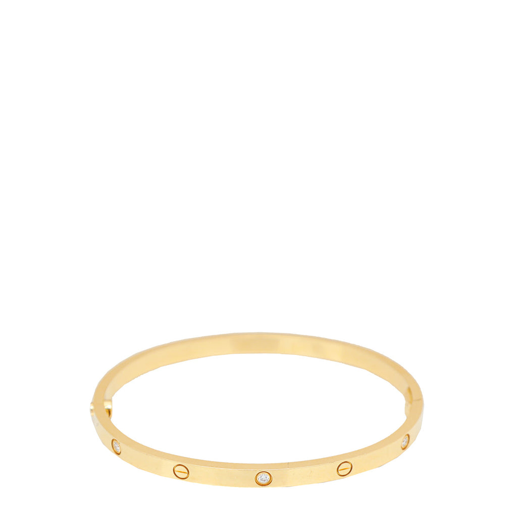 Cartier 18K Yellow Gold 6 Diamond Love Small Model Bracelet 16