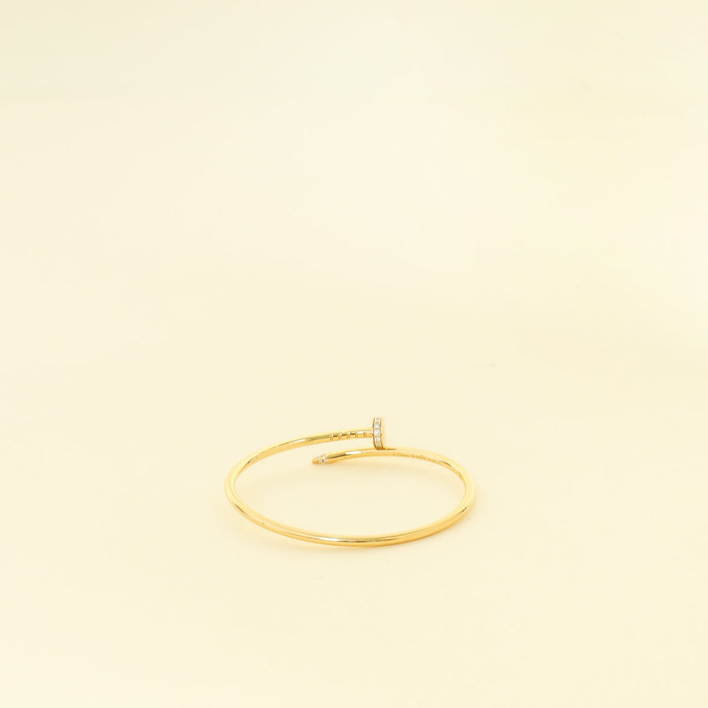 Cartier 18K Yellow Gold Juste Un Clou Diamond Small Model Bracelet 15