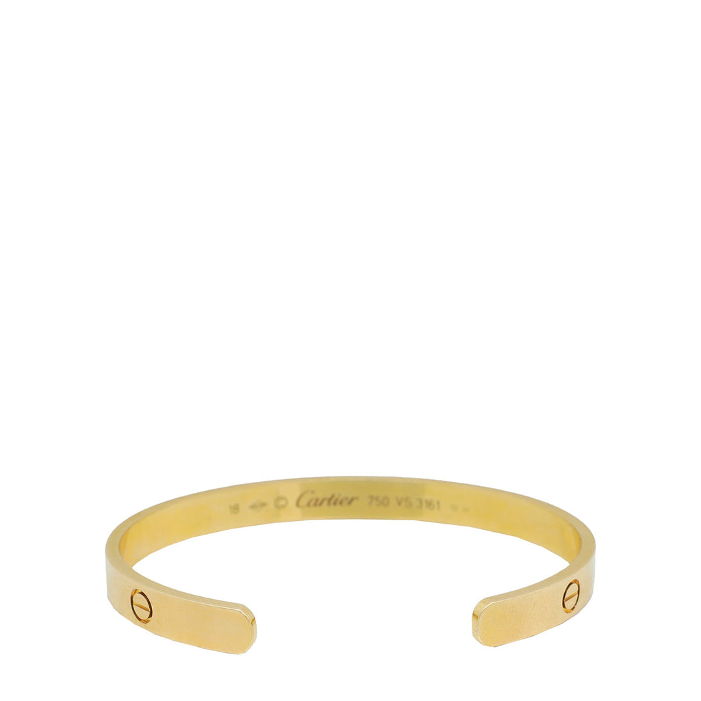 Cartier 18K Yellow Gold Love Cuff Bracelet 18