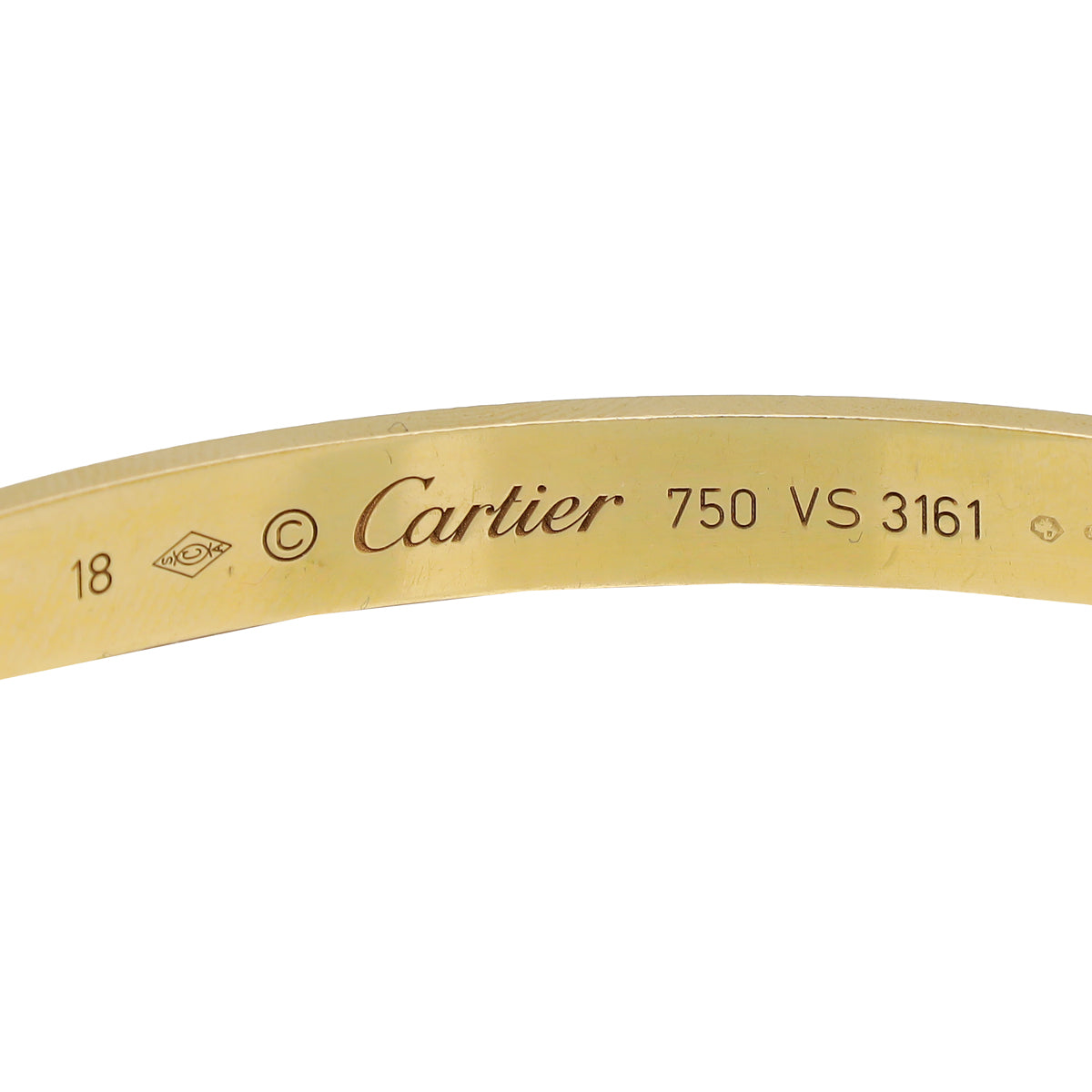 Cartier 18K Yellow Gold Love Cuff Bracelet 18