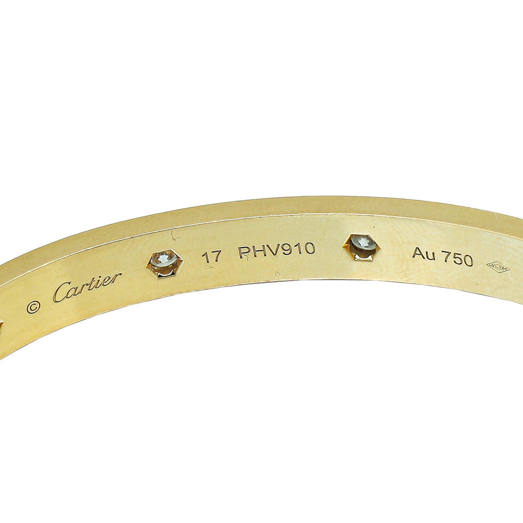 Cartier 18K Yellow Gold 10 Diamonds Love Bracelet 17