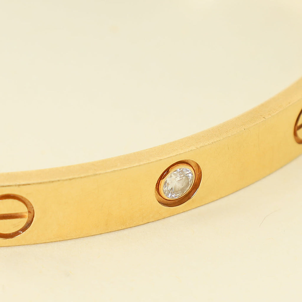 Cartier 18K Yellow Gold Love Cuff 1 Diamond Bracelet 18