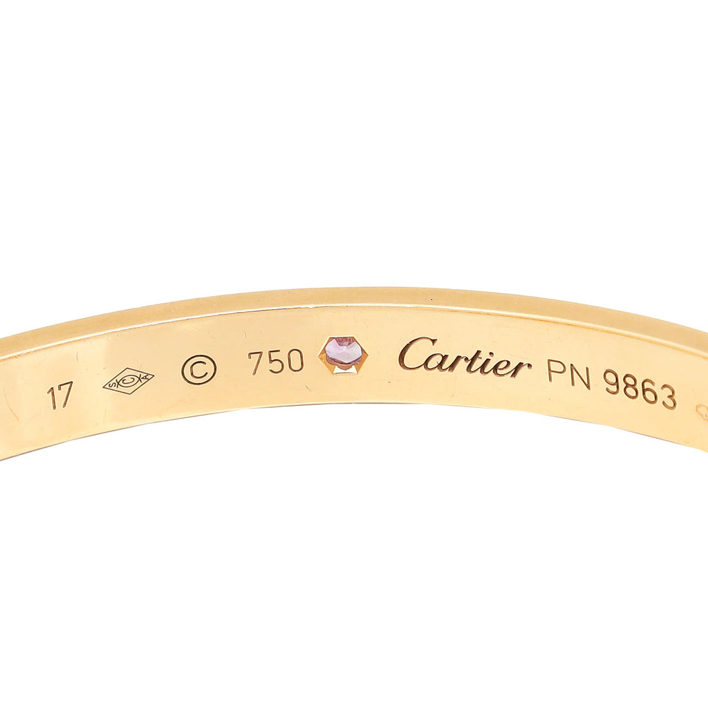 Cartier 18K Pink Gold 1 Diamond Cuff Love Bracelet 17
