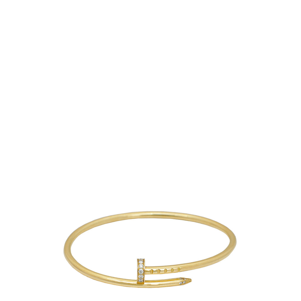 Cartier 18K Yellow Gold Diamond Juste Un Clou Small Bracelet 15