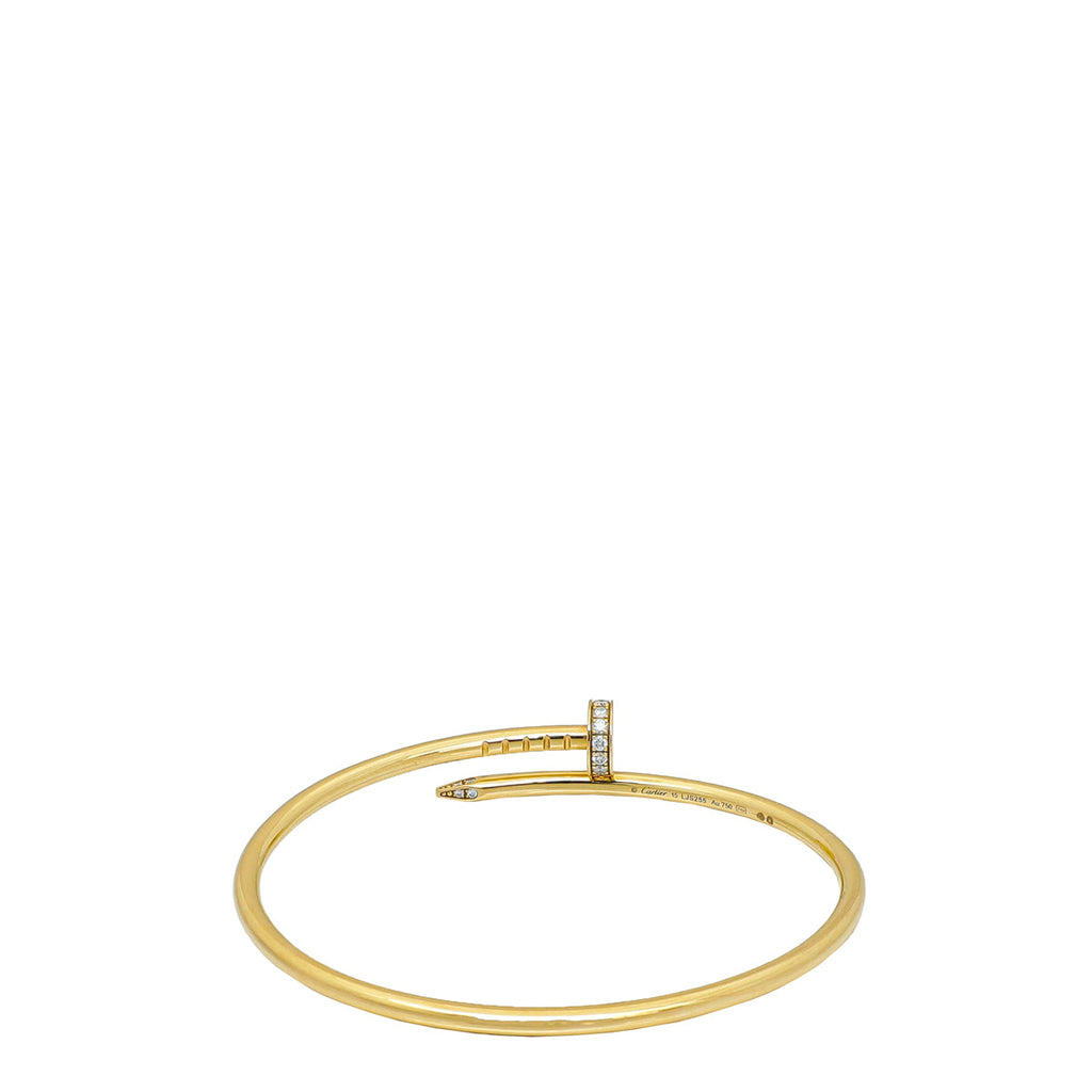 Cartier 18K Yellow Gold Diamond Juste Un Clou Small Bracelet 15