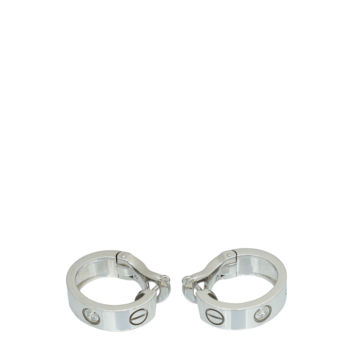 Cartier 18K White Gold 2 Diamond Love Earrings