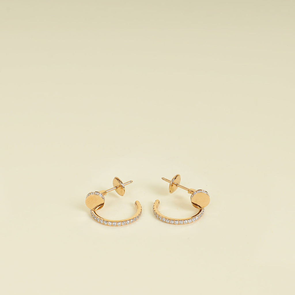 Cartier 18K Pink Gold Diamond Juste Un Clou Hoop Earrings Small Model