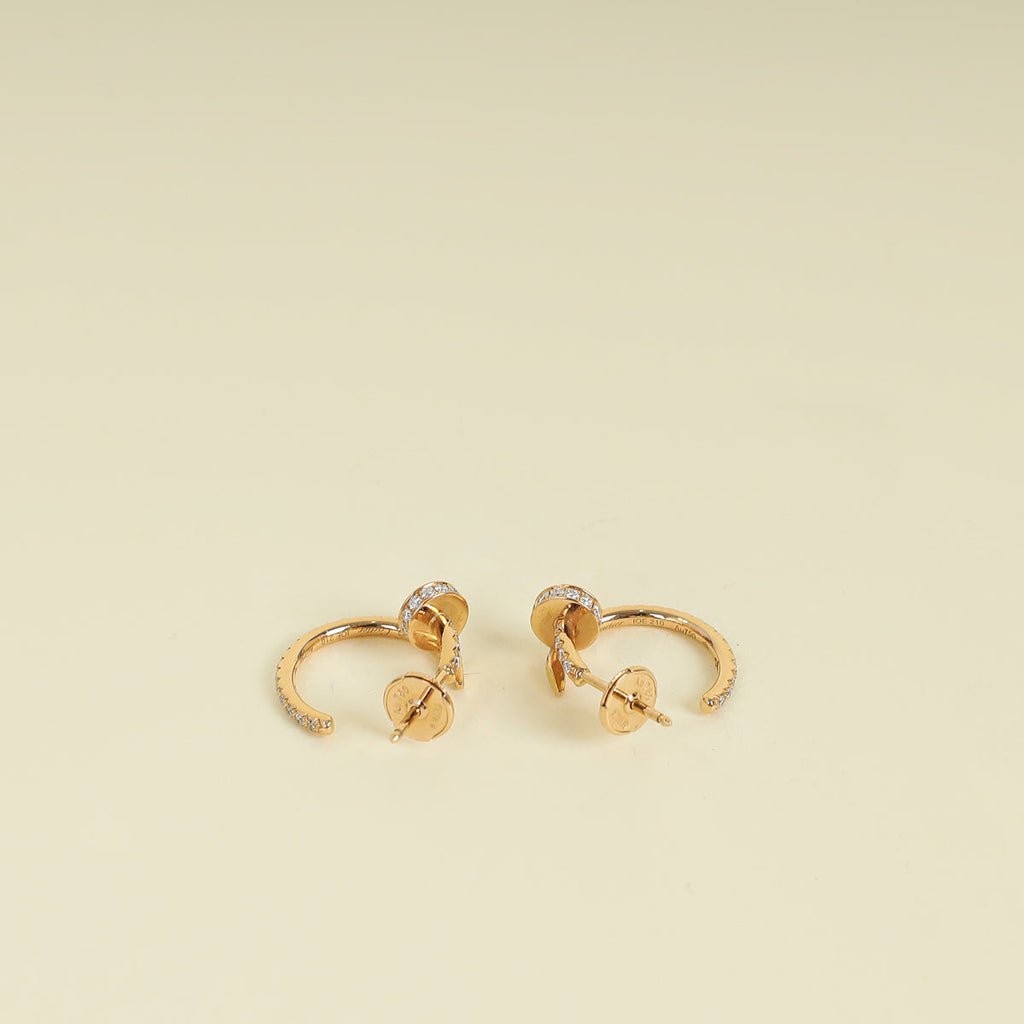 Cartier 18K Pink Gold Diamond Juste Un Clou Hoop Earrings Small Model