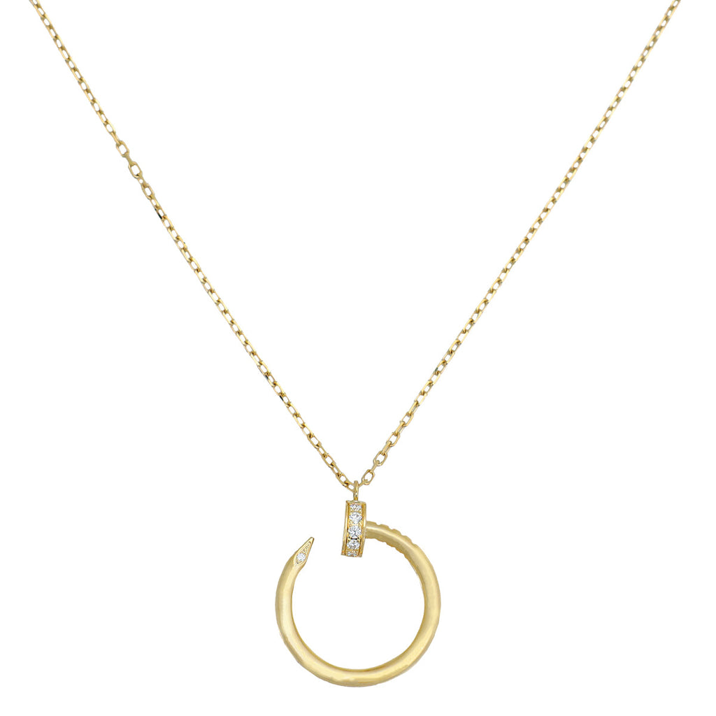 Cartier 18K Yellow Gold 14 Diamonds Necklace Juste Un Clou Pendant Necklace