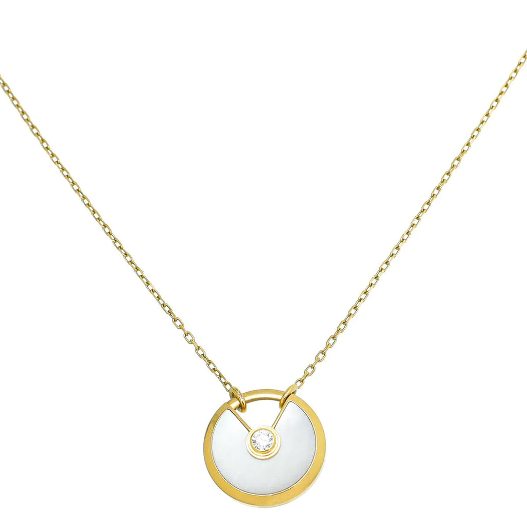 Cartier 18K Yellow Gold Diamond MOP Amulette De Cartier Small Model Necklace