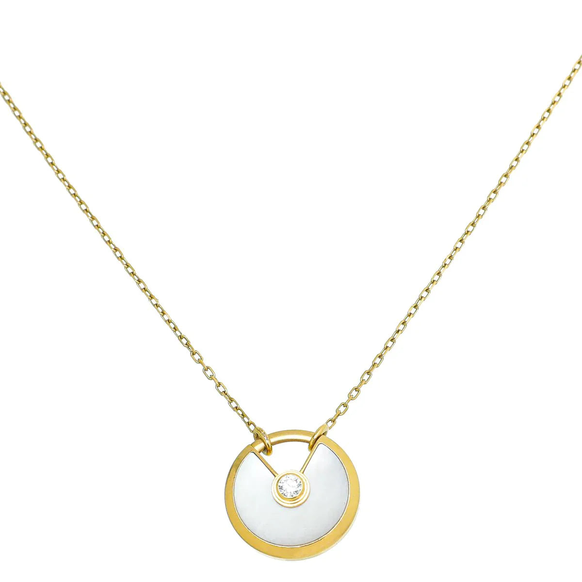 Cartier 18K Yellow Gold Diamond MOP Amulette De Cartier Small Model Necklace