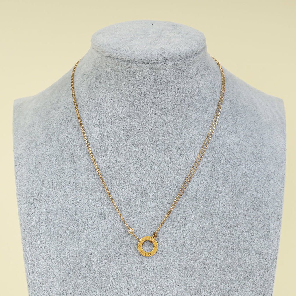 Cartier 18K Rose Gold Love Double Chain 2 Diamond Necklace