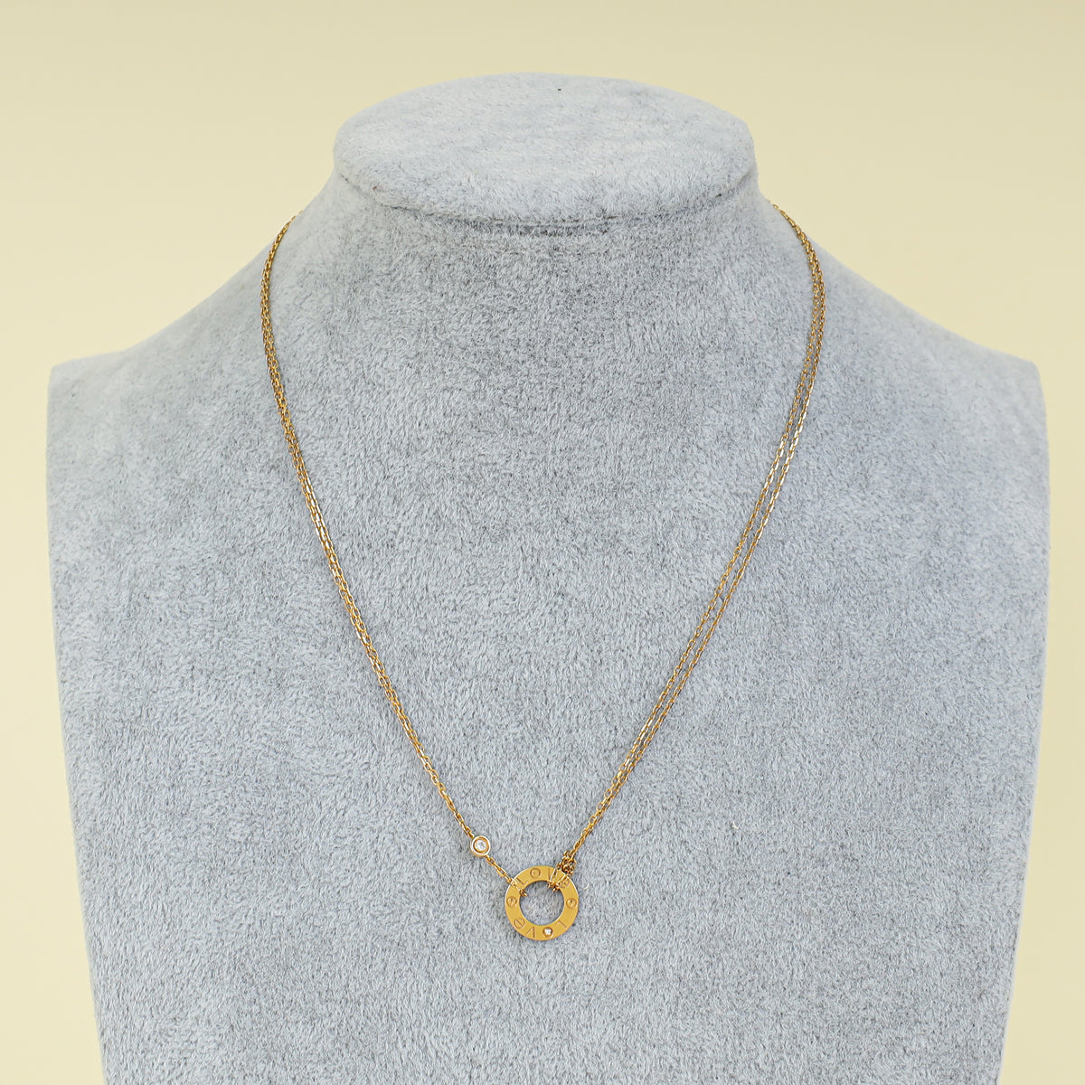 Cartier 18K Rose Gold Love Double Chain 2 Diamond Necklace