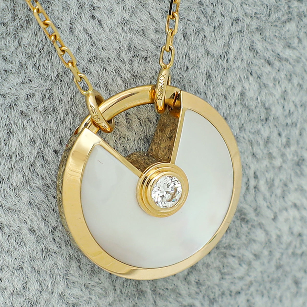 Cartier 18K Yellow Gold Diamond MOP Amulette de Cartier Small Model Necklace