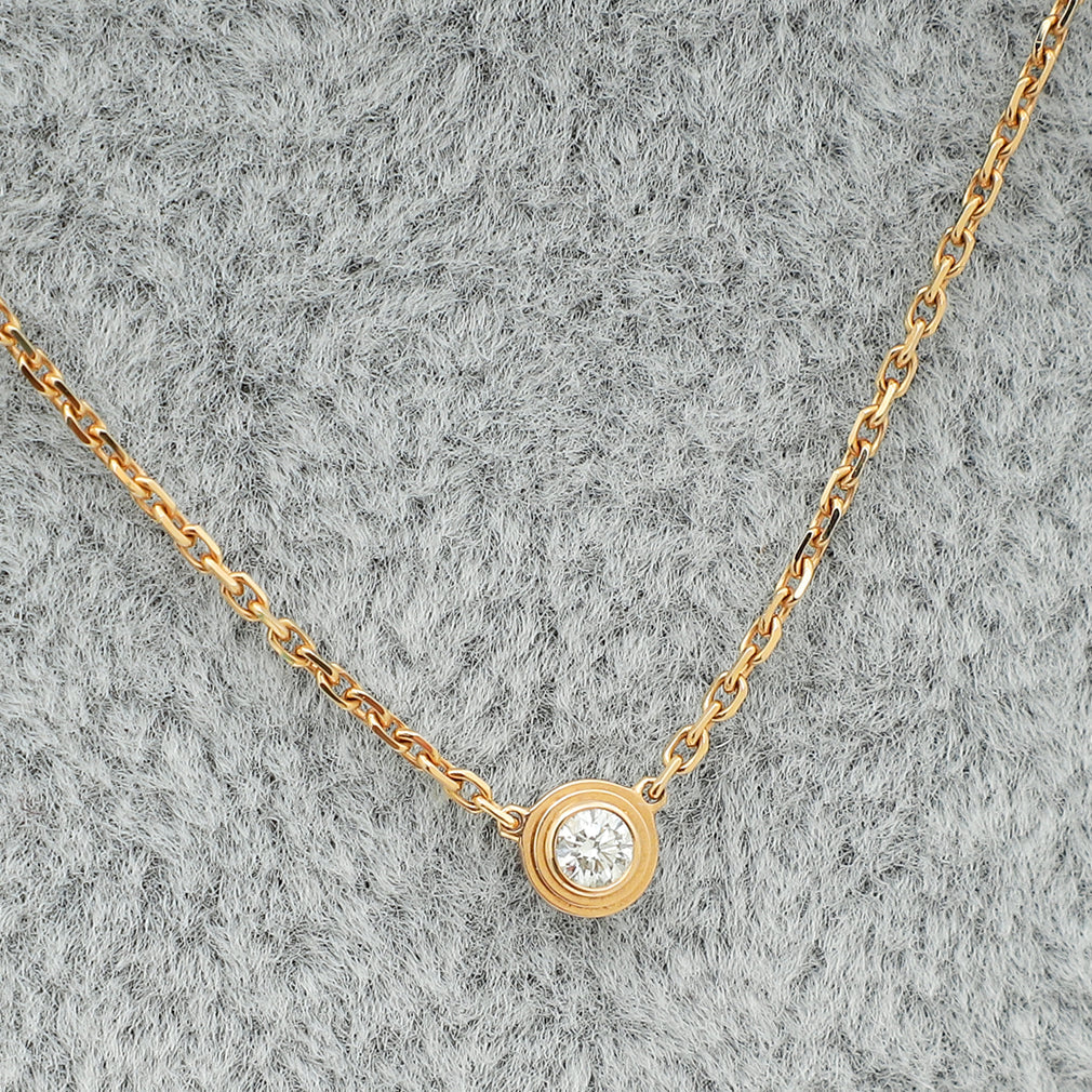 Cartier 18K Pink Gold Diamond D'Amour Mini Model Pendant Necklace